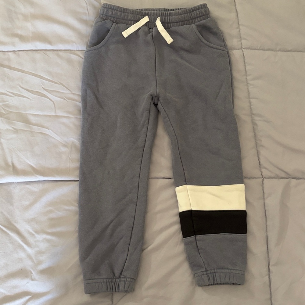 Little Bipsy Blue Crewneck Sweatshirt & Jogger Set with White and Black Stripes - Picture 5 of 7